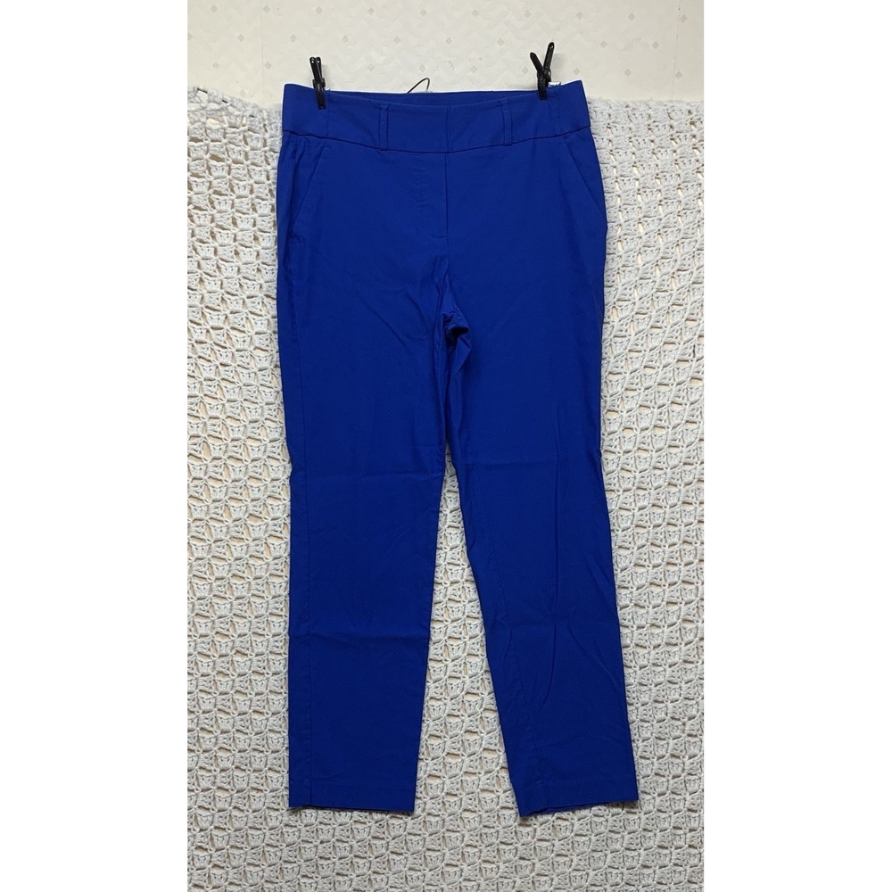 Simply Vera Wang Ankle Dress Pants Women Sz M Blue Pull On Modern ‎ Stretch